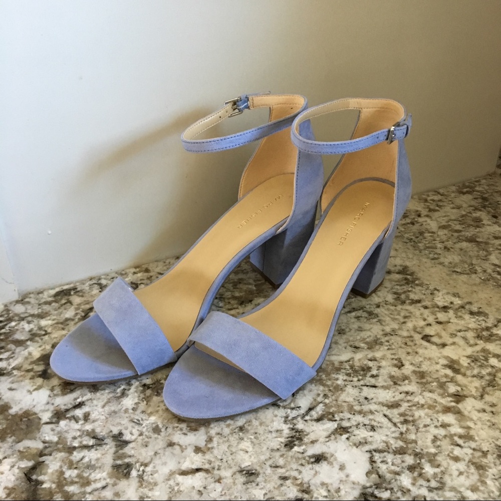 MARC FISHER periwinkle suede strappy heel